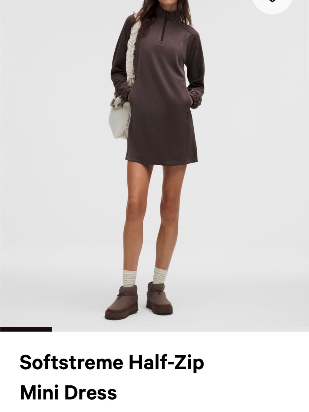 lululemon athletica Softstreme Half-Zip Mini Dress in Dark Brown